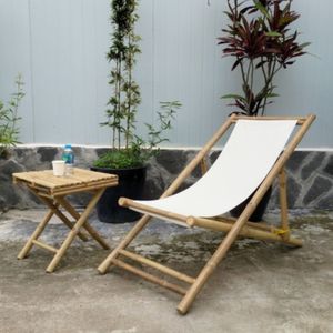 Chaise longue pliante en bambou écologique pour jardin, terrasse, resort et usage extérieur - Product Image 4