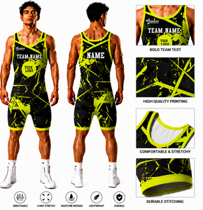 ชุดนักมวยปล้ำชาย SINEWY SPORTS แบบสั่งทำพิเศษ พิมพ์ลายโลโก้ด้วยเทคนิค Sublimation ทรงเข้ารูป ระบายอากาศได้ดี ผลิตจากผ้า Spandex Polyester น้ำหนัก 140 กรัม แบบเย็บด้วยเข็ม - Product Image 1
