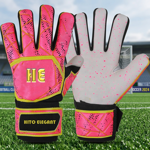 New Design Professional Pink Soccer Goalkeeper <b>Gloves</b> <b>Latex</b> with Finger Protection <b>Latex</b> Strap Negative Cut - Product Image 4