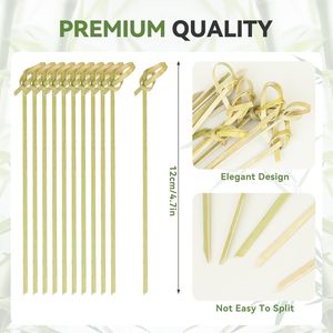 200 Spiedini di Bambù Lunghi 4,7 Pollici, Stuzzicadenti Decorativi per Aperitivi, Spiedini di Bambù con Nodo - Product Image 1