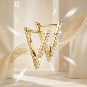 Pendientes de Aro con Diamantes en Forma de V de Oro de 14K, Joyería Fina Geométrica Moderna de Fabricante - Product Image 1