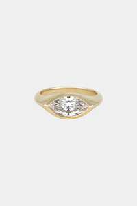 Anillos de compromiso de diamantes cultivados en laboratorio East West Marquise, con engaste de bisel, solitario, delicados, de lujo, con bandas de joyería fina, oro macizo de 14K y 18K - Product Image 3