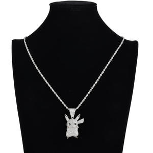 Pendentif Pikachu le plus vendu, en argent 925, micro-pavé de diamants, charme de dessin animé, unisexe, hip-hop, à porter au quotidien, disponible à la vente - Product Image 6