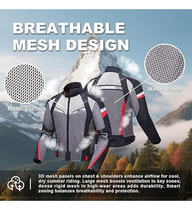 Chaqueta de Motociclista Unisex para Todas las Estaciones, Nueva Llegada, Alta Calidad, Superventas, Impermeable, de Malla, Ignífuga y Transpirable - Product Image 4