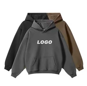 เสื้อฮู้ดสีชมพูแบบยูนิเซ็กส์ ทรงโอเวอร์ไซส์ ผ้าเฟรนช์เทอร์รี่ สวมใส่สบาย มีกระเป๋าหน้า สีพื้น แบบถัก - Product Image 5