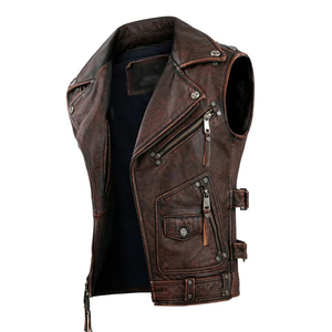 Chaleco de Cuero Vaquero Anti-UV y Resistente al Viento, Servicio OEM, Chaleco de Cuero Vaquero para Hombre, Invierno, Color/Logotipo/Talla Personalizables, 100% Cuero - Product Image 2