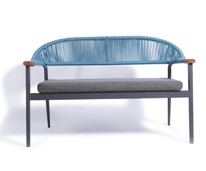Sofá Inflable Moderno de Dos Plazas con Respaldo Acolchado, Patas Metálicas, Tapicería de Tela Gris, Forma Cuadrada - Muebles para Sala de Estar - Product Image 3