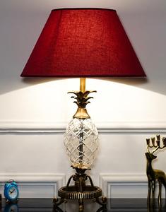 Crystal Pineapple Table Lamp with Red Fabric Empire Shade Traditional Decorative <b>Lighting</b> for Living Room E27 LED AC 220V - Product Image 2