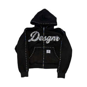 Fabricant de sweats à capuche zippés personnalisés, coupe et couture, style streetwear, avec strass, effet délavé à l'acide, coupe courte et grammage lourd - Product Image 1