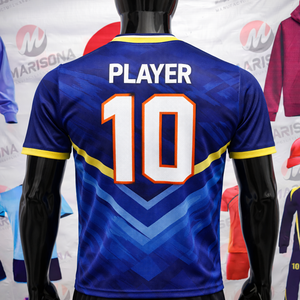 Maillot de football unisexe personnalisé à manches courtes avec logo frontal, en maille respirante à séchage rapide, 100 % polyester sublimé, coupe athlétique toutes saisons - Product Image 2