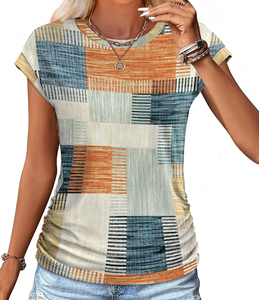 Camiseta de Algodón para Mujer con Estampado Gráfico, Logotipo Personalizado, Camiseta de Manga Corta para Mujer, Suave y Transpirable, Top de Algodón Estampado para Verano - Product Image 5