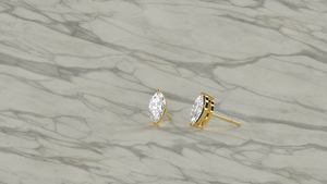 Minimalist 18K Gold <b>Stud</b> <b>Earrings</b> Marquise Cut Diamond Solitaire Eye Shaped <b>Studs</b> <b>Earrings</b> Fine Jewelry for Women - Product Image 2