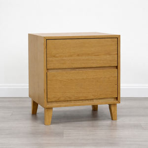 Mesa de Noche de Madera de Caucho con 2 Cajones para Dormitorio, Soporte OEM/ODM, Muebles de Fábrica de Vietnam - Product Image 1