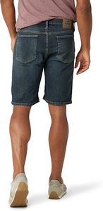 Shorts en jean délavé foncé pour homme, coupe droite, taille mi-haute, décontracté, été, coton respirant, poches, tissu tissé - Product Image 4