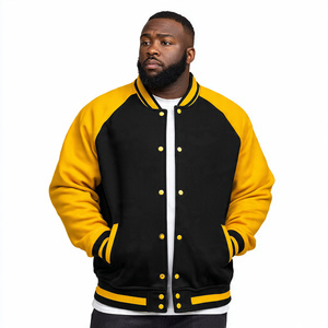 Chaqueta Varsity de Talla Grande para Hombre, con Mangas de Cuero y Bordado, Cuello Redondo, Chaqueta de Béisbol de Invierno para Hombre - Product Image 2