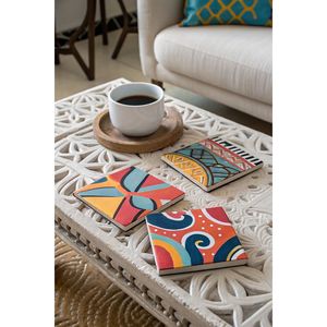 Posavasos Modernos de MDF Impresos, Resistentes a la Humedad, con Recubrimiento de Esmalte, Protección para Mesa de Comedor, Cocina, Hogar, Tapetes para Café - Product Image 3