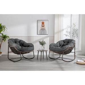 Sillón Reclinable de Mimbre Gris para Exteriores con Cojín Acolchado para Terraza, Sala de Estar, Patio y Jardín - Product Image 6