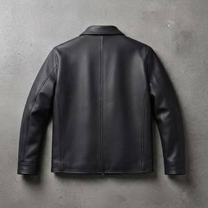 Chaqueta de Motociclista de Cuero Sintético Color Borgoña para Hombre, con Cierre de Cremallera, Cuello Camisero, Corte Ajustado, Largo Corto, para Otoño - Product Image 5