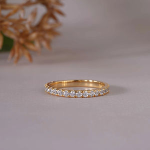 Impresionante Anillo de Boda de Oro de 14K con Moissanita Pavé para Mujer, Elegante Anillo Fino de Eternidad, Clásico Anillo de Aniversario, Joyería Fina Nupcial, Regalo - Product Image 1