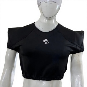 <b>Plain</b> Solid Color American <b>Football</b> Training Cropped <b>Jerseys</b> for Players Spandex/Polyester Breathable & Anti-UV Short Sleeve - Product Image 1