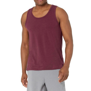DAIZEN STAR INTERNATIONAL Camiseta sin Mangas de Punto para Hombre, Color Sólido, Cuello Redondo, Estilo Casual, Color Borgoña, Ajuste Atlético, Chaleco Deportivo, Elástico 100% - Product Image 1