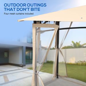 Gazebo a 2 livelli beige per patio, 3x3,6 m, per giardino, cortile, terrazza, esterno - Product Image 5