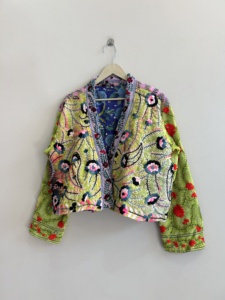 Veste en coton Phulkari brodée à la main avec des motifs floraux, manches longues, veste ethnique traditionnelle pour femmes, printemps - Product Image 1