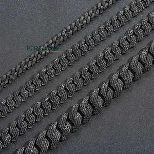 Pulsera de Cadena de Plata 925 con Baño de Rodio Negro para Hombre, con Moissanita de Corte Brillante Redondo, Micro Pavé, Estilo Hiphop, Eslabones Geométricos - Product Image 4