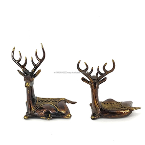 Modern Antique Tribal Art 4-Inch Handmade <b>Brass</b> Deer and Fish Table Top Home Decor Custom Logo Ins Style for Wedding Gifts - Product Image 2