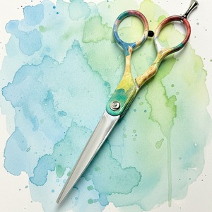 Ciseaux de coiffure professionnels multicolores en acier inoxydable japonais, lame tranchante, pointe droite, pour droitiers - Product Image 1