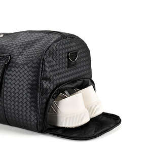 Sac de voyage en cuir PU extensible grande capacité avec fermeture éclair, imperméable, pour week-end, sport, logo personnalisé, unisexe - Product Image 6