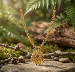 Collier en cuivre plaqué or traditionnel Divyoro pour femmes, cadeau de fiançailles, ensemble de bijoux pour mariage, design floral classique - Product Image 4