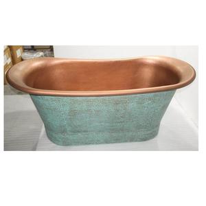 อ่างอาบน้ำทองแดงแบบลอยตัวสีเขียวพาติน่าสุดหรู งานแฮนด์เมด ดีไซน์โบราณ ทนทาน เป็นมิตรกับสิ่งแวดล้อม รูปทรงวงรี สวยงาม เหมาะสำหรับโรงแรม - Product Image 3