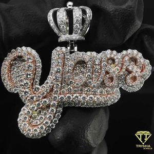 <b>Custom</b> <b>Name</b> Moissanite Diamond Pendant 925 Sterling Silver Rose Gold Plated Crown Hip Hop Iced Out Personalized <b>Necklace</b> for Men - Product Image 2