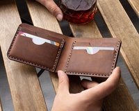 Dompet Pria Kulit Asli Pendek Model Vintage Mewah Anti RFID dengan Penutup Terbuka, Branding Kustom, dan Ukuran yang Dapat Disesuaikan LWM-0119