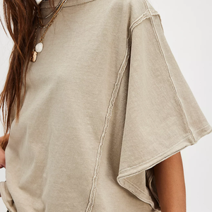 Eco-Friendly Women Oversized <b>Batwing</b> Sleeve T-Shirt Solid Color O-Neck Loose Fit Knitted Plus Size Women Casual <b>Top</b> Summer Wear - Product Image 5