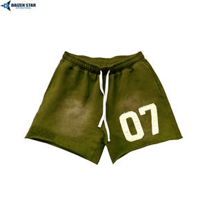 Shorts mi-longs en molleton de coton personnalisés pour hommes, couleur unie, séchage rapide, respirants, écologiques, avec cordon de serrage, broderie, décontractés, marque privée - Product Image 3