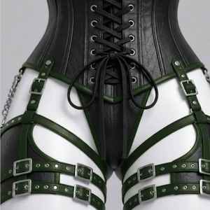 Ensemble de lingerie corset harnais OEM personnalisé pour femme en cuir véritable, sexy, à agrafes, à maintien moyen, respirant et sans couture - Product Image 4