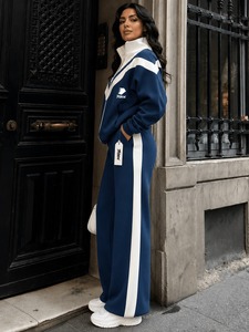 Conjunto Deportivo de Invierno para Mujer, Talla Grande, con Capucha, 100% Algodón de Alta Calidad, Diseño Sólido, Holgado, Transpirable, de Dos Piezas, Personalizable - Product Image 4