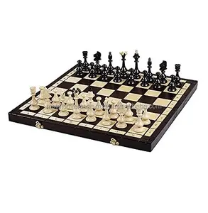 Preço de atacado O Bevana Sleek Conjunto De Xadrez De Madeira Elegantes Peças Polidas, Chess Board e Chess Piece Storage