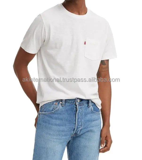 在庫カスタム印刷綿100% メンズTシャツヒップホップブランクホワイトTシャツ高品質カスタマイズ