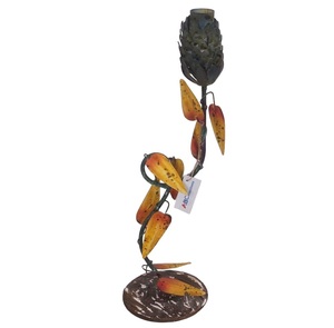 Decoración de Arte Metálico Moderno Hecho a Mano White Leafs, Adorno de Pared con Diseño de Agujero Gris, para Uso en Exteriores, Jardín y Hogar - Product Image 2