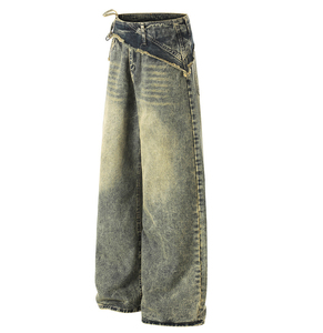 Jeans en denim coupe droite pour homme, qualité luxe, délavé, coupe décontractée, vente en gros - Product Image 2