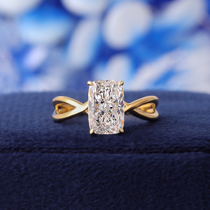 Anillo de Compromiso con Diamante Cultivado en Laboratorio, Corte Cojín, Oro de 14K, Diseño Infinito, Certificado IGI - Product Image 1