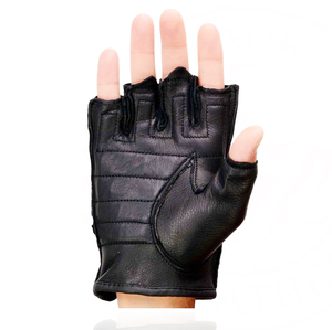 Samroz Sports Genuine Leather Black <b>Touchscreen</b> Outdoor Fingerless Motorcycle Riders <b>Gloves</b> - Product Image 3