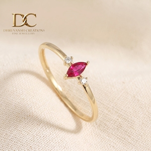 Nouvelle bague artisanale en or jaune massif 14 carats avec diamant de laboratoire et rubis sang de pigeon certifiés IGI, bijoux de luxe pour femmes - Product Image 3