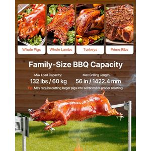 Kit de rôtissoire électrique à 8 niveaux de hauteur, 120 V CA, capacité de charge de 60 kg, 3 grilles de barbecue ciblées - Product Image 3