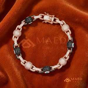 Pulsera de Moissanita en Oro Rosa, Estilo Hip Hop, Cadena Fina, Joyería, Regalo para Mujer y Hombre, Premium - Product Image 5