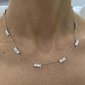 สร้อยคอเพชรทรงเหลี่ยมมรกต ทองคำขาว 14K สร้อยคอจี้เพชรเรียบหรู ของขวัญวันครบรอบแต่งงานสไตล์มินิมอล - Product Image 1