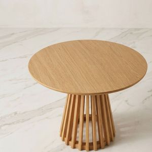 Solid Teak Wood <b>Coffee</b> <b>Table</b> <b>Round</b> <b>Wooden</b> Center <b>Table</b> Natural Brown Modern Accent <b>Table</b> for Living Room - Product Image 3
